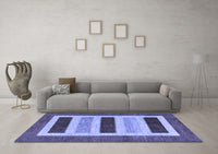 Machine Washable Abstract Blue Contemporary Rug, wshcon293blu