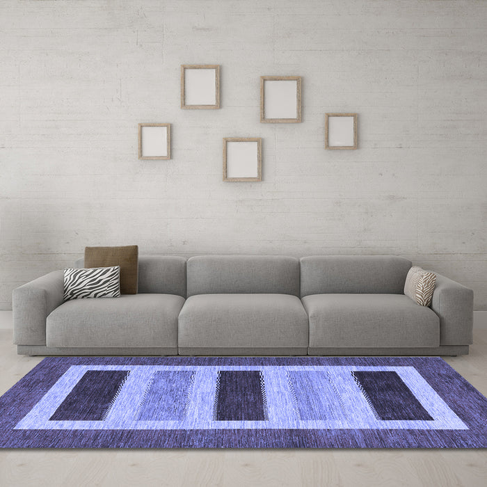 Machine Washable Abstract Blue Contemporary Rug in a Living Room, wshcon293blu