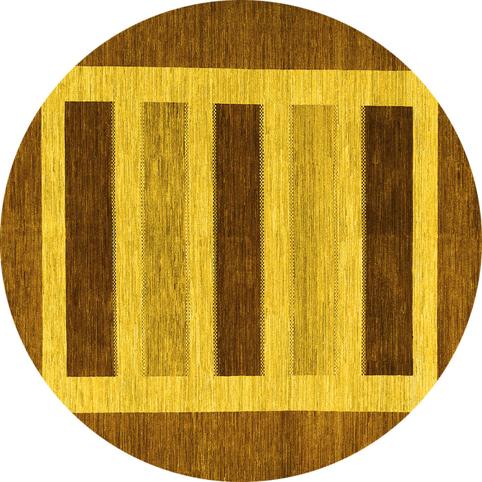 Round Machine Washable Abstract Yellow Contemporary Rug, wshcon293yw