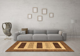 Machine Washable Abstract Brown Contemporary Rug in a Living Room,, wshcon293brn