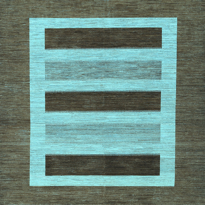 Square Abstract Light Blue Contemporary Rug, con293lblu