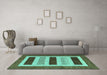 Machine Washable Abstract Turquoise Contemporary Area Rugs in a Living Room,, wshcon293turq