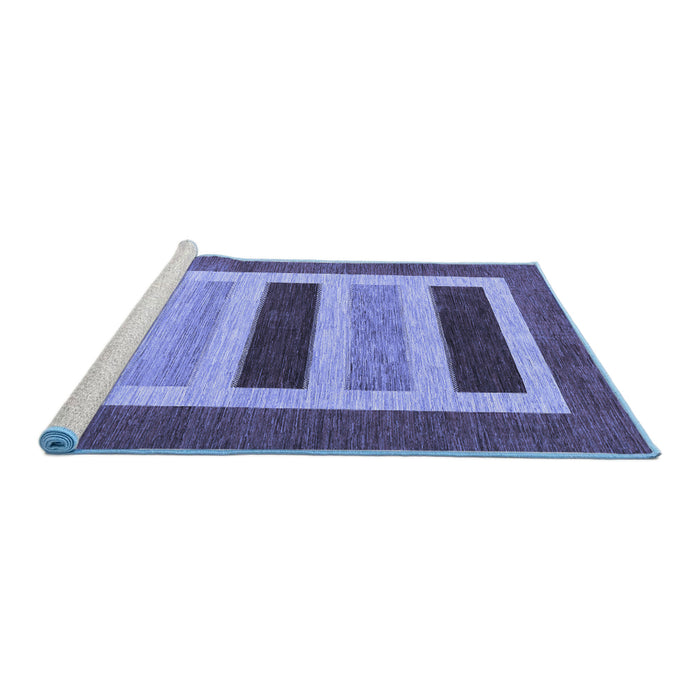 Sideview of Machine Washable Abstract Blue Contemporary Rug, wshcon293blu