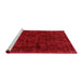 Serging Thickness of Machine Washable Contemporary Red Rug, wshcon2940