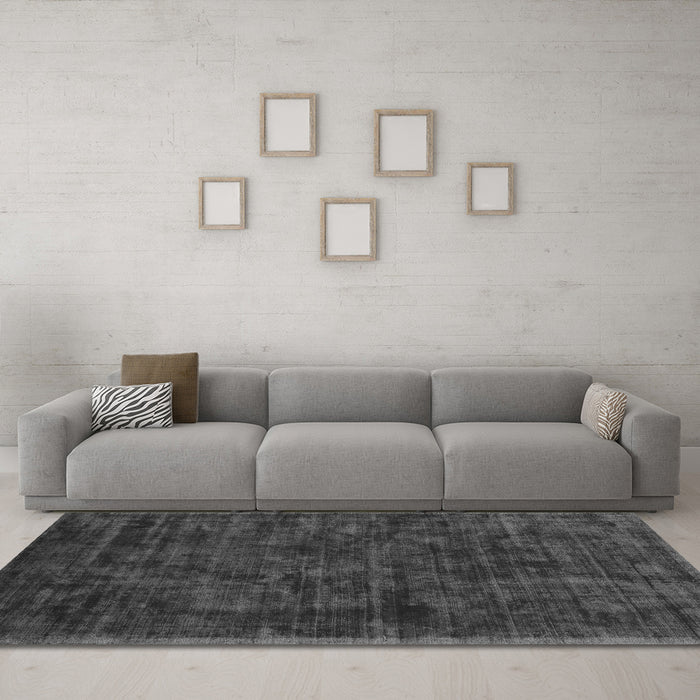 Machine Washable Abstract Gray Contemporary Rug in a Living Room,, wshcon2940gry