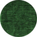 Round Machine Washable Abstract Emerald Green Contemporary Area Rugs, wshcon2940emgrn