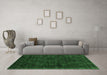 Machine Washable Abstract Emerald Green Contemporary Area Rugs in a Living Room,, wshcon2940emgrn