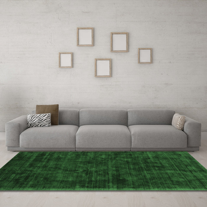 Machine Washable Abstract Emerald Green Contemporary Area Rugs in a Living Room,, wshcon2940emgrn