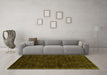 Machine Washable Abstract Green Contemporary Area Rugs in a Living Room,, wshcon2940grn