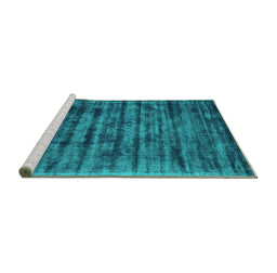 Sideview of Machine Washable Abstract Turquoise Contemporary Area Rugs, wshcon2941turq