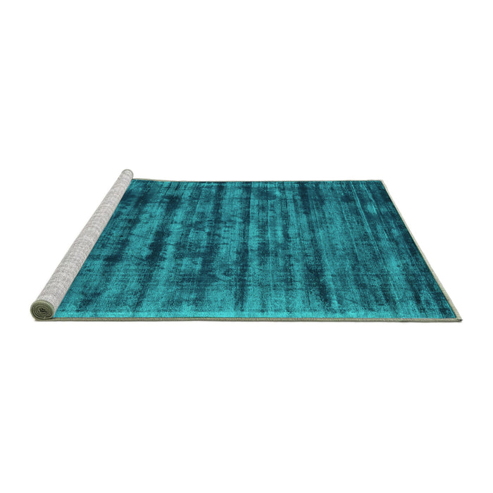 Sideview of Machine Washable Abstract Turquoise Contemporary Area Rugs, wshcon2941turq