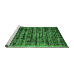 Sideview of Machine Washable Abstract Emerald Green Contemporary Area Rugs, wshcon2941emgrn