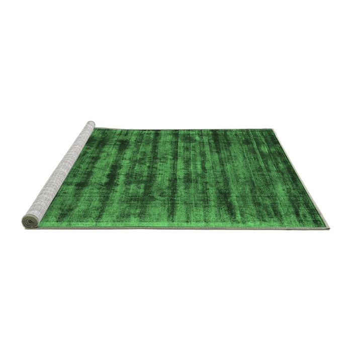 Sideview of Machine Washable Abstract Emerald Green Contemporary Area Rugs, wshcon2941emgrn