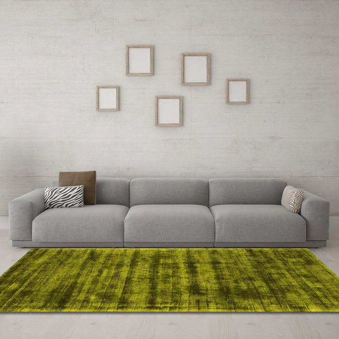 Machine Washable Abstract Yellow Contemporary Rug in a Living Room, wshcon2941yw