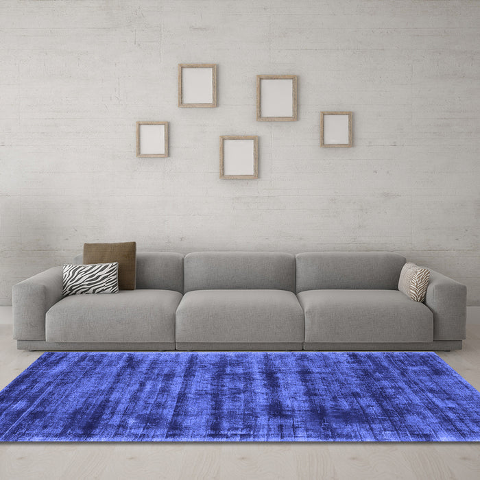 Machine Washable Abstract Blue Contemporary Rug in a Living Room, wshcon2941blu