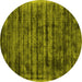 Round Abstract Yellow Contemporary Rug, con2941yw