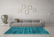 Machine Washable Abstract Turquoise Contemporary Area Rugs in a Living Room,, wshcon2941turq