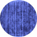 Round Abstract Blue Contemporary Rug, con2941blu