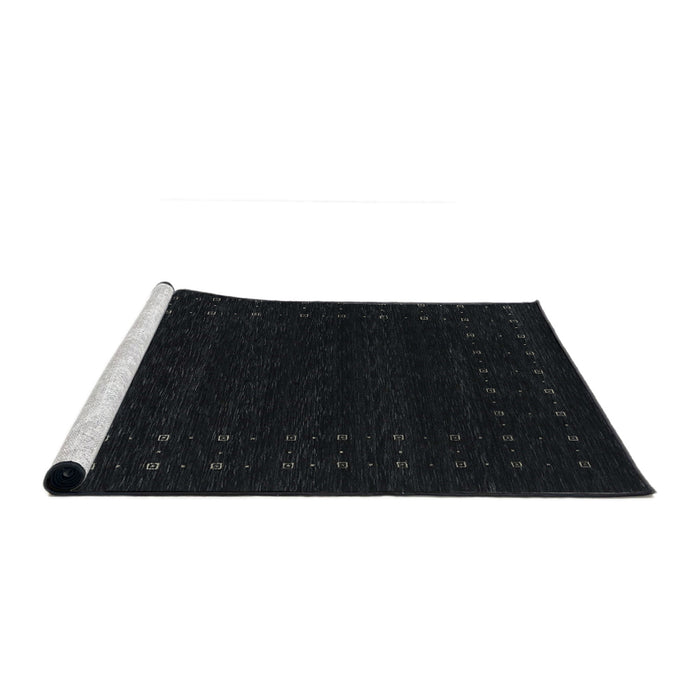 Serging Thickness of Machine Washable Contemporary Black Rug, wshcon2942