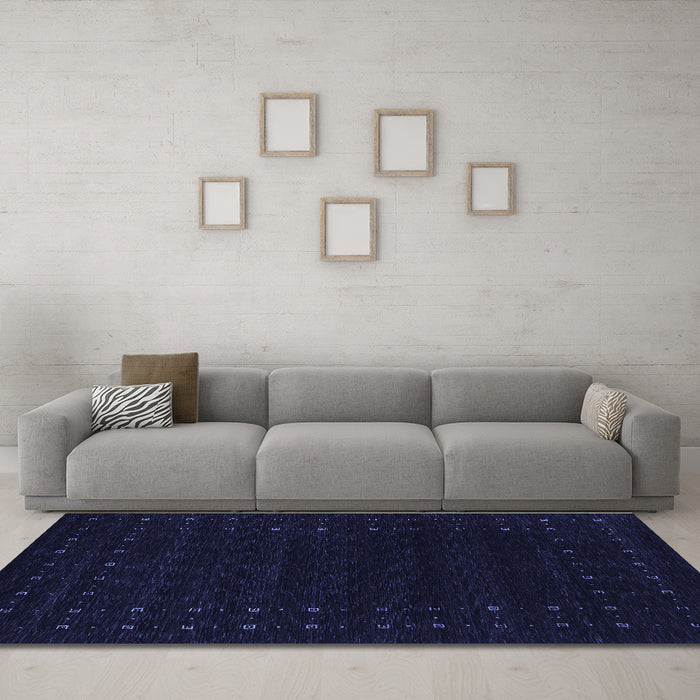 Machine Washable Abstract Blue Contemporary Rug in a Living Room, wshcon2942blu