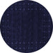 Round Machine Washable Abstract Blue Contemporary Rug, wshcon2942blu