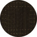 Round Abstract Brown Contemporary Rug, con2942brn