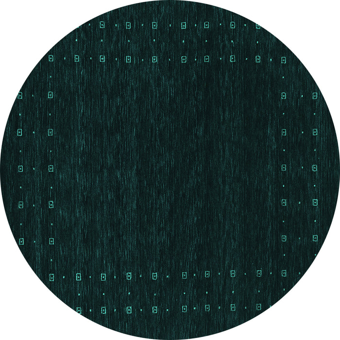 Round Machine Washable Abstract Turquoise Contemporary Area Rugs, wshcon2942turq