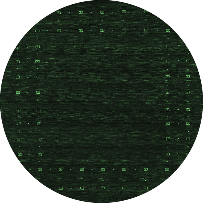 Round Machine Washable Abstract Emerald Green Contemporary Area Rugs, wshcon2942emgrn