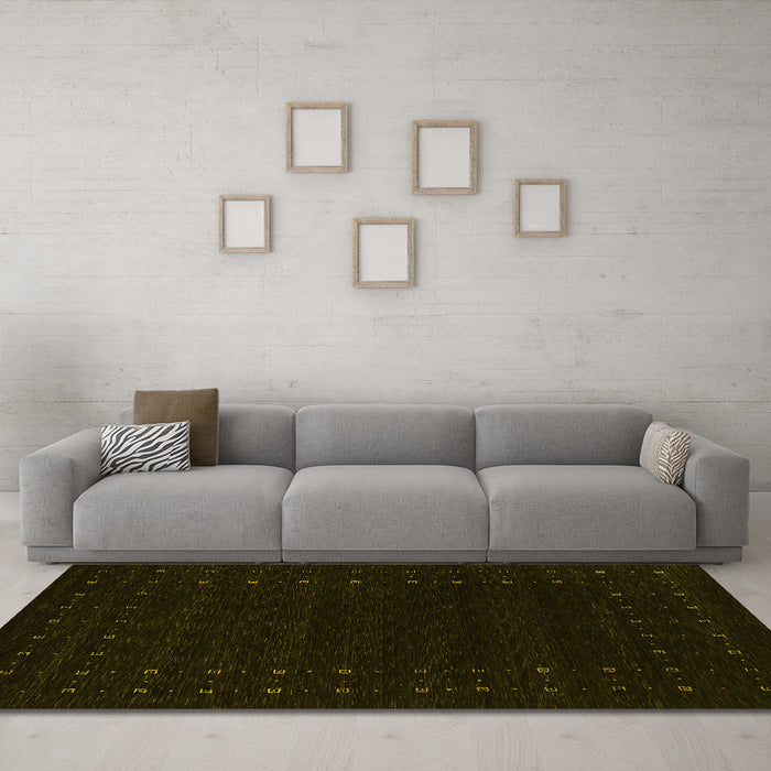 Machine Washable Abstract Yellow Contemporary Rug in a Living Room, wshcon2942yw