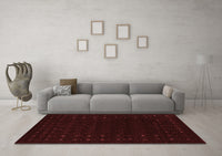 Machine Washable Abstract Red Contemporary Rug, wshcon2942red