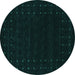 Round Abstract Turquoise Contemporary Rug, con2942turq