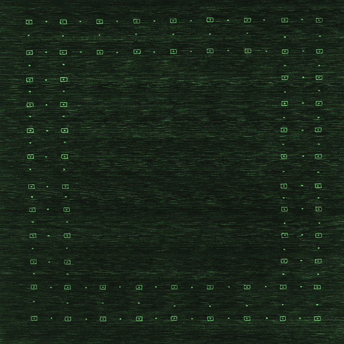 Square Machine Washable Abstract Emerald Green Contemporary Area Rugs, wshcon2942emgrn