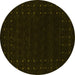 Round Abstract Yellow Contemporary Rug, con2942yw