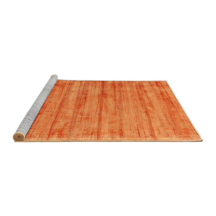 Serging Thickness of Machine Washable Contemporary Orange Red Rug, wshcon2943