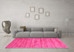 Machine Washable Abstract Pink Contemporary Rug in a Living Room, wshcon2943pnk