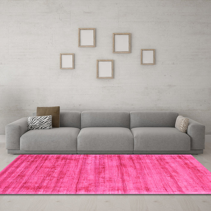 Machine Washable Abstract Pink Contemporary Rug in a Living Room, wshcon2943pnk