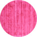 Round Machine Washable Abstract Pink Contemporary Rug, wshcon2943pnk