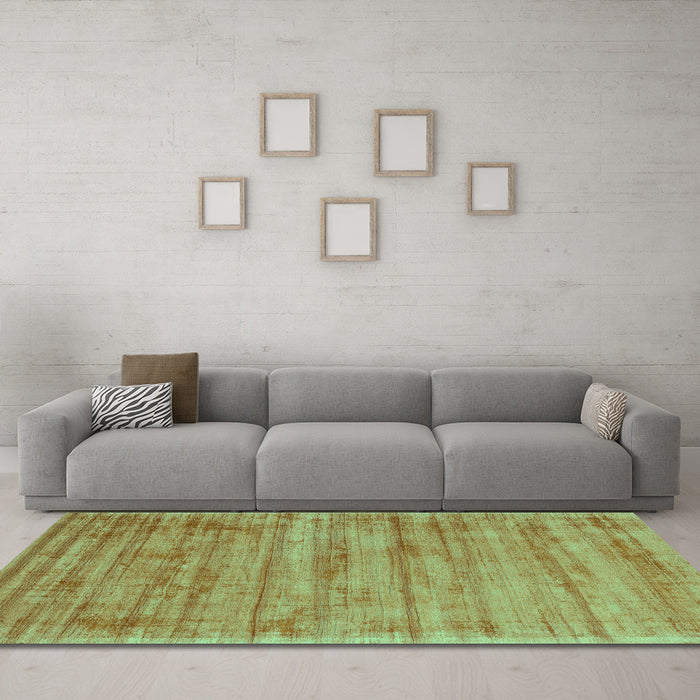Machine Washable Abstract Turquoise Contemporary Area Rugs in a Living Room,, wshcon2943turq