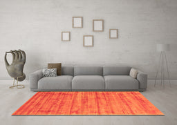 Machine Washable Abstract Orange Contemporary Area Rugs in a Living Room, wshcon2943org