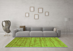 Machine Washable Abstract Green Contemporary Area Rugs in a Living Room,, wshcon2943grn