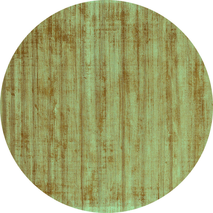 Round Machine Washable Abstract Turquoise Contemporary Area Rugs, wshcon2943turq