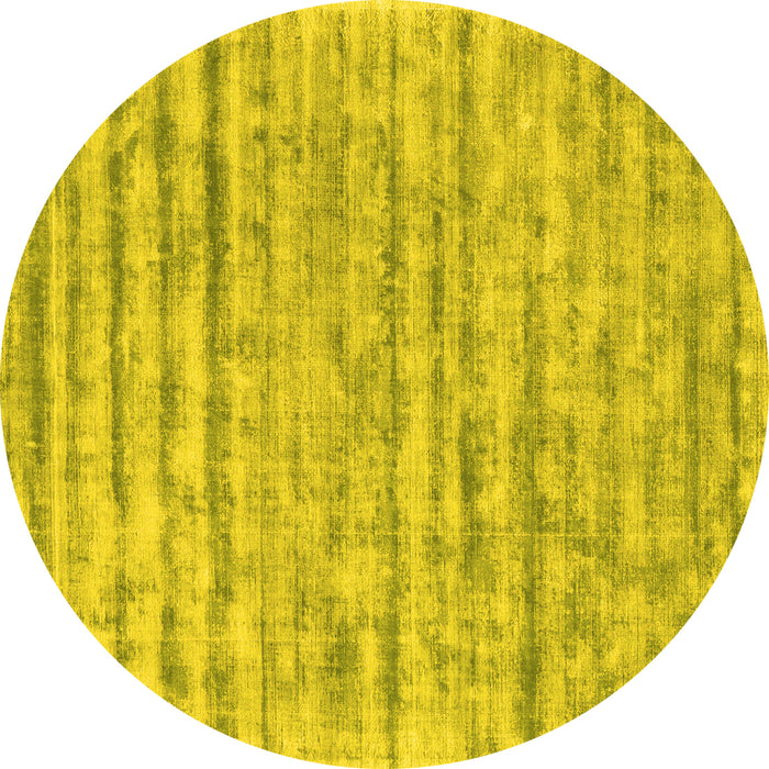 Round Machine Washable Abstract Yellow Contemporary Rug, wshcon2944yw