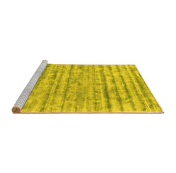 Sideview of Machine Washable Abstract Yellow Contemporary Rug, wshcon2944yw