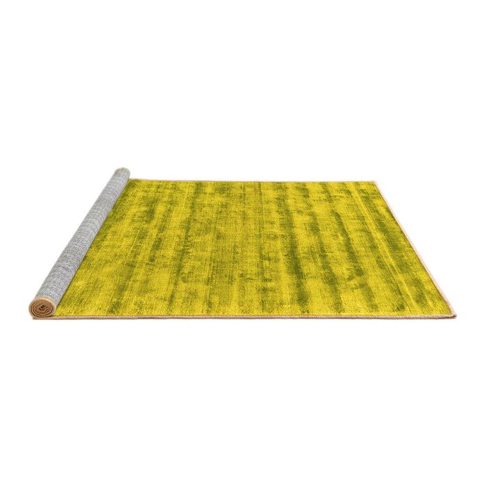 Sideview of Machine Washable Abstract Yellow Contemporary Rug, wshcon2944yw