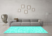 Machine Washable Solid Turquoise Modern Area Rugs in a Living Room,, wshcon2945turq