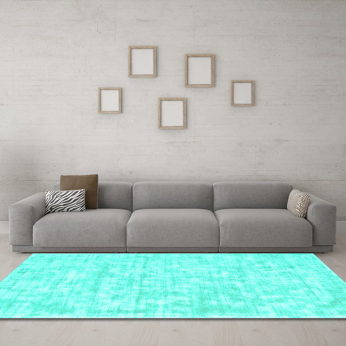 Machine Washable Solid Turquoise Modern Area Rugs in a Living Room,, wshcon2945turq