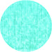 Round Machine Washable Solid Turquoise Modern Area Rugs, wshcon2945turq