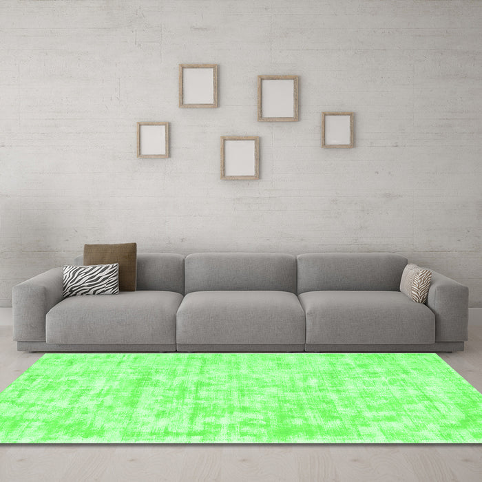 Machine Washable Solid Green Modern Area Rugs in a Living Room,, wshcon2945grn