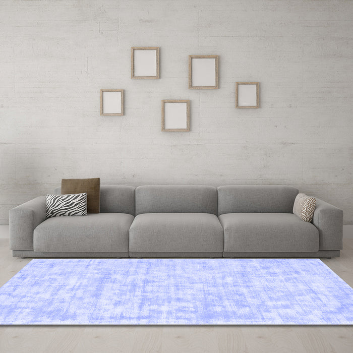 Machine Washable Solid Blue Modern Rug in a Living Room, wshcon2945blu