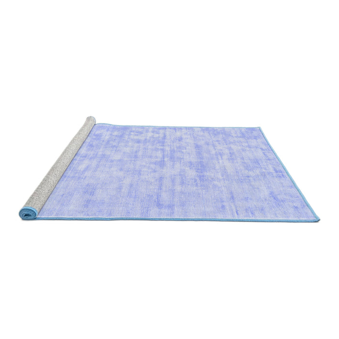 Sideview of Machine Washable Solid Blue Modern Rug, wshcon2945blu